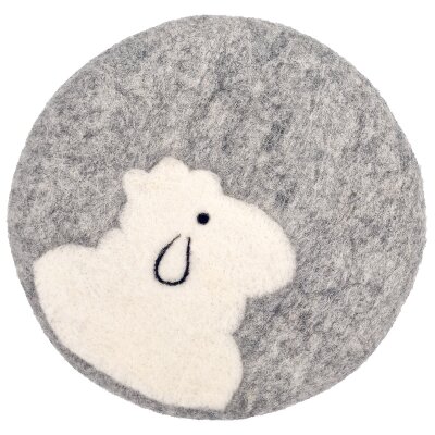 Filz-Topfuntersetzer 18 cm rund, Schafmotiv