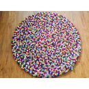 Filzkugelteppich 120 cm rund bunt