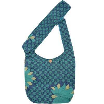 Upcycle 10 Sari-Schultertasche 40 x 32 cm, mit extralangem Henkel