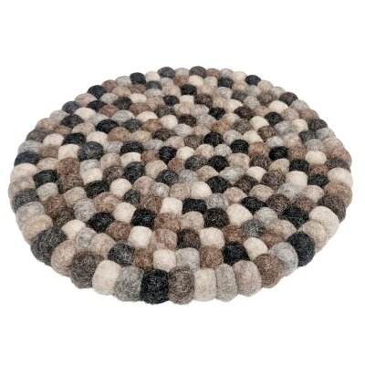 Topfuntersetzer 20 cm Filz-Minikugeln natur