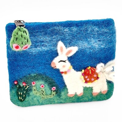 Filzbeutel Lama am Berg 15 x 12 cm
