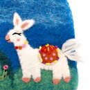 Filzbeutel Lama am Berg 15 x 12 cm