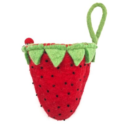 Filzbeutel Erdbeere 3D 14 x 13 cm