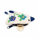 Mini-Filzbeutel Tierchen - Vogel weiß blauer Schnabel
