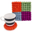 Topfuntersetzer 18 cm Filzkugeln 4 Quadrat...