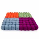 Topfuntersetzer 18 cm Filzkugeln 4 Quadrat orange-hellblau-grün-violett