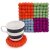 Topfuntersetzer 18 cm Filzkugeln 4 Quadrat orange-hellblau-grün-violett