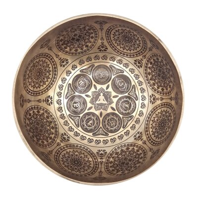 Klangschale mit 7 Chakra Mandala Gravur Ø 16-18 cm