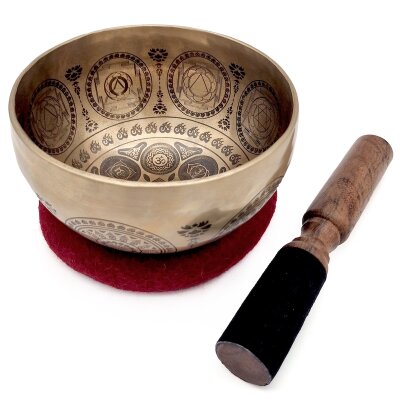 Klangschale mit 7 Chakra Mandala Gravur Ø 14-16 cm