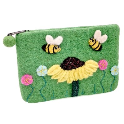 Felted Bag Bee Sunflower 18 x 13 cm
