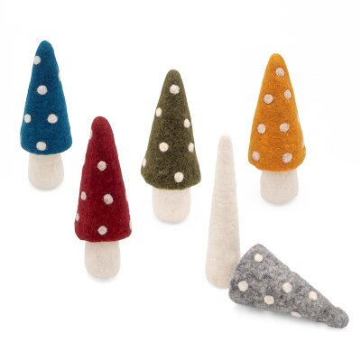 Filz-Pilze 2-in-1 stehend/Eierwärmer 21 cm, 5er-Set