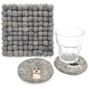 Topfuntersetzer 18 cm Filzkugeln viereckig uni