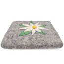 Filz-Topfuntersetzer 18 cm Edelweiß mit Blätterkranz