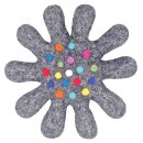 Topfuntersetzer Blume anthrazit mit bunten Punkten