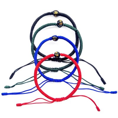 Glücksknoten-Armband mit Edelstein Onyx 4er-Set