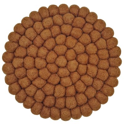 Topfuntersetzer 18 cm Filzkugeln rund uni camel
