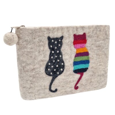 Felted Bag Maxi Two Cats 22 x 17 cm
