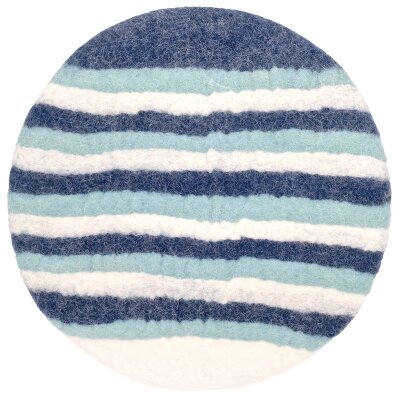Felted Seat Cushion Stripes Blue Mix 36cm