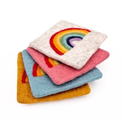 Tassenuntersetzer 10 cm Filz Regenbogen 4er-Set