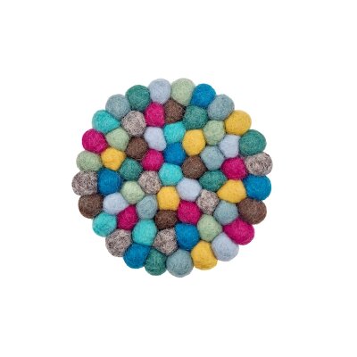 Tassenuntersetzer 9 cm rund Filzkugeln Blumenwiese-Mix
