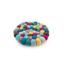 Tassenuntersetzer 9 cm rund Filzkugeln Blumenwiese-Mix