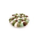 Tassenuntersetzer 9 cm rund Filzkugeln Salbei-Mix