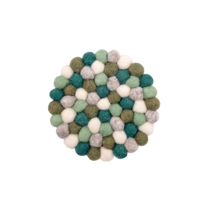 Tassenuntersetzer 9 cm rund Filzkugeln Minze-Mix
