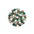 Tassenuntersetzer 9 cm rund Filzkugeln Minze-Mix