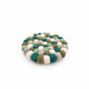 Tassenuntersetzer 9 cm rund Filzkugeln Minze-Mix