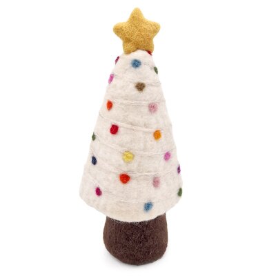 Filz Weihnachtsbaum mit Lichterkette weiß