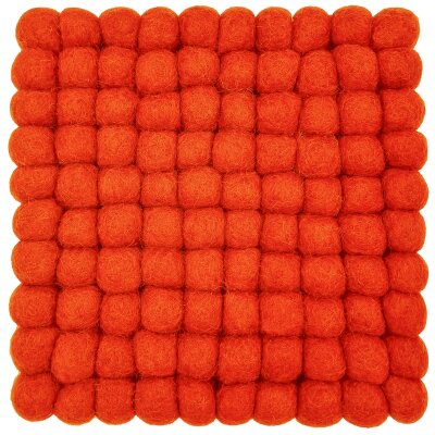 Topfuntersetzer 18 cm orange viereckig Filzkugel