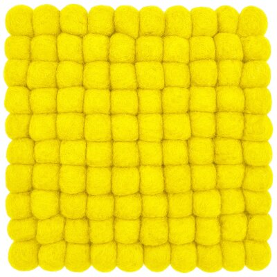 Topfuntersetzer 18 cm zitronengelb viereckig Filzkugel