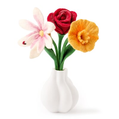 3er-Set Filzblumen mit Marienkäferchen