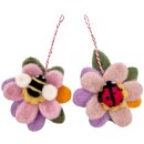 2er-Set Filzanhänger Filzblumen mit Biene und...