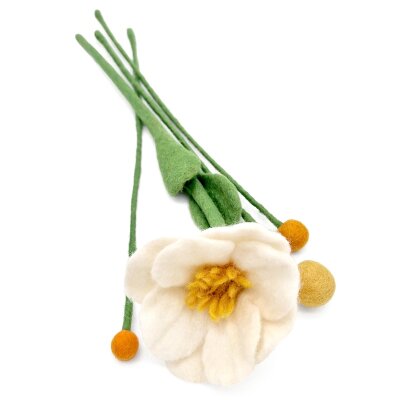 4pcs Set Felted Flower w. Beads Set