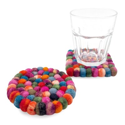 Coaster Tie-Dye round 9cm multi-col.
