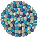 Topfuntersetzer 18 cm Filzkugeln tie dye petrol rund
