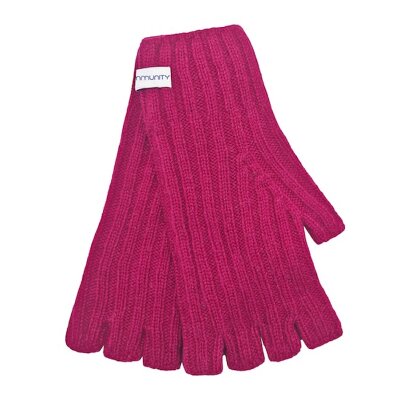 Cashmere Gloves fingerless magenta pink