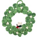 Filzkranz weiße Blüten mit Filzmaus, 35cm