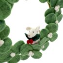 Filzkranz weiße Blüten mit Filzmaus, 35cm
