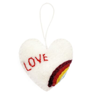 Felted Christmas Hanger white Heart