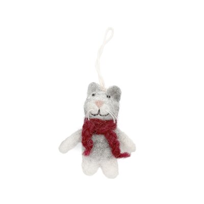 Filzanhänger kleine Katze mit rotem Schal
