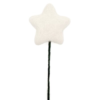 Filzstecker Stern am Stiel wollweiß
