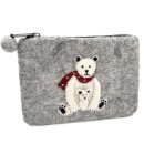 Filzbeutel Eisbär mit Kind 19 x 13 cm