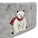 Filzbeutel Eisbär mit Kind 19 x 13 cm