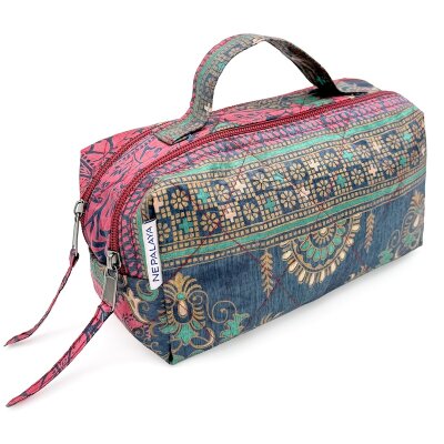 Upcycle 45 Sari Kosmetikbeutel Kosmetiktasche 24 x 11 cm