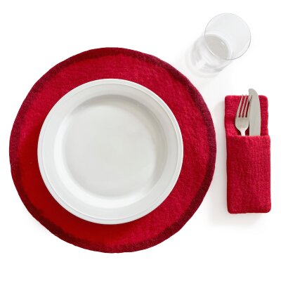 Placemat Contrast Egde coral red