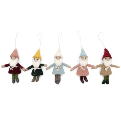 Filzanhänger Nikolaus-Wichtel pastell 5er-Set