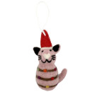 Christmas Cat Ornament - pink