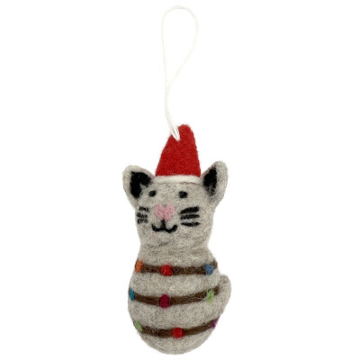 Filzanhänger Baumschmuck graue Katze